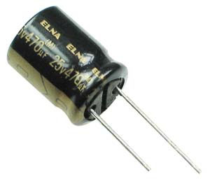 470uF 25V Radial 105°C Electrolytic Capacitor