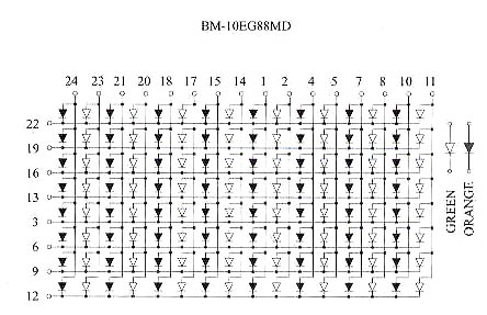 LEDM88RG - Red-Green 8x8 LED Matrix Display Circuit Diagram