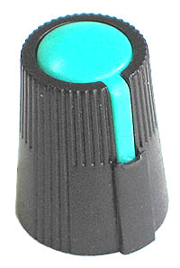 KNOB26 - Small Black Plastic Green Top Knob
