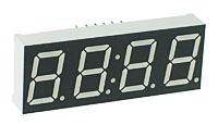 7FY5641AY-CLK - Four Digit Yellow 0.56in Common Cathode 7-Segment LED Clock Display