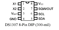DS1307 Dallas Semiconductor IC Pin Layout