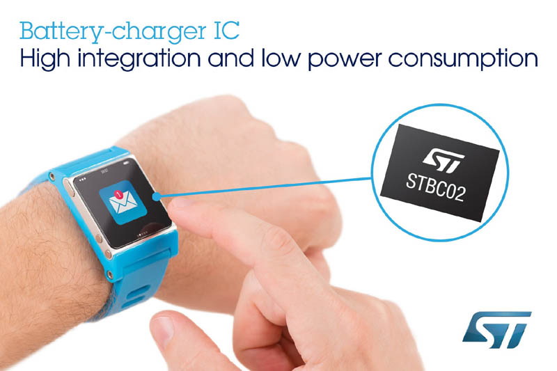 New Battery-Charger Chip from STMicroelectronics Reduces Cost and Time-to-Market for Wearable and Portable Applications