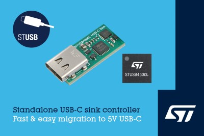ST Releases New VBUS-Powered Controller for 5V USB-C Charging Applications
