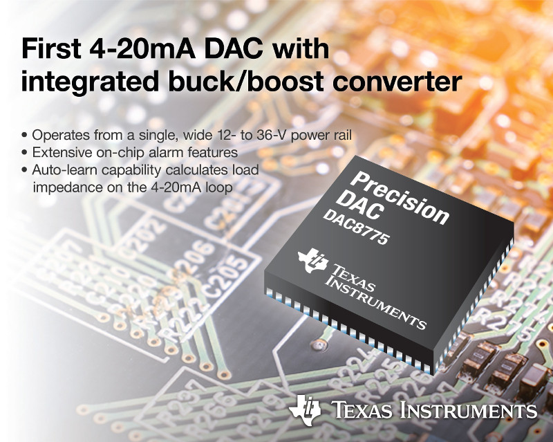 TI Releases 4-20mA DAC with Integrated Buck/Boost Converter