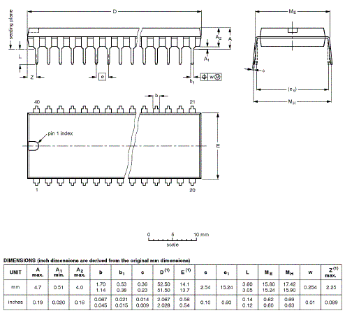 P89C51RD2 IC Dimensional Drawing