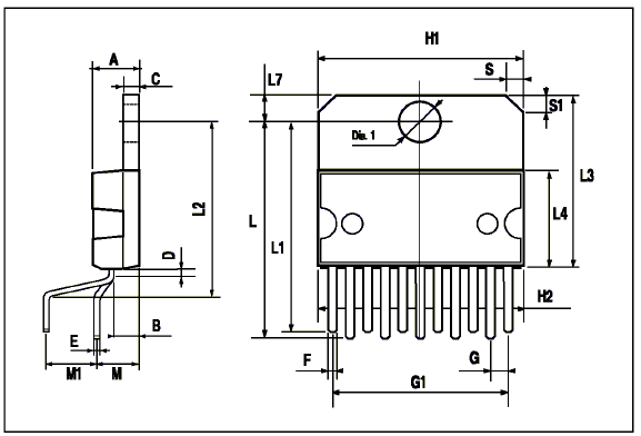 STMicroelectronics SIL Dimension Drawing