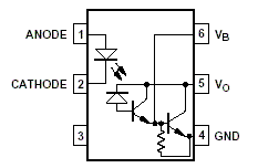 4N45 - 4N45 6 Pin PhotoTransistor Optocoupler Pin Layout