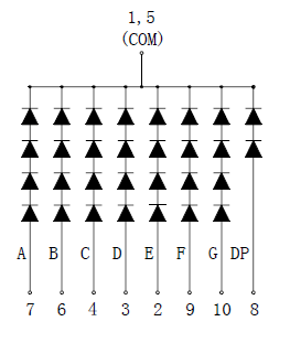 7SG23011AW - Single White 2.3in 7-Segment Common Cathode Display Circuit Diagram