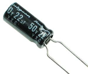 22uF 50V Radial 105&deg;C Electrolytic Capacitor