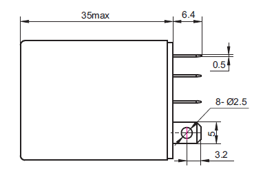 GR48V10ABL - DPDT 48VDC 10A Blade Terminals Relay Dimensions