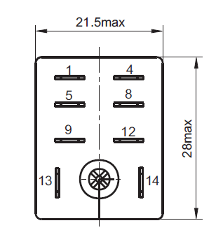 GR48V10ABL - DPDT 48VDC 10A Blade Terminals Relay Pin Layout