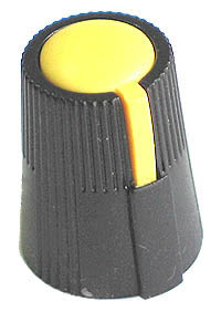 KNOB24 - Small Black Plastic Yellow Top Knob