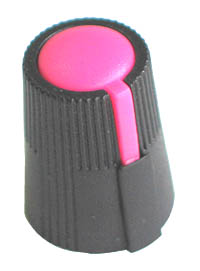 KNOB27 - Small Black Plastic Pink Top Knob