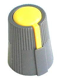 KNOB28 - Grey Plastic Yellow Top Small Knob with Pointer