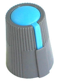 KNOB29 - Grey Plastic Blue Top Small Knob with Pointer