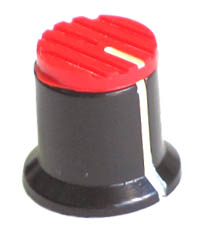 KNOB33 - Serrated Black Plastic Red Top Knob