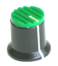 KNOB34 - Serrated Black Plastic Green Top Knob