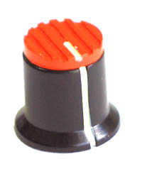 KNOB36 - Serrated Orange Plastic Red Top Knob