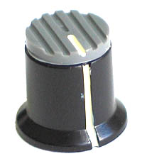 KNOB38 - Serrated Black Plastic Grey Top Knob