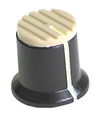 KNOB40 - Serrated Black Plastic Cream Top Knob