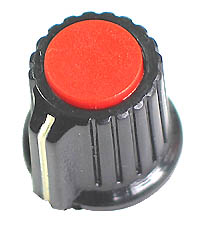KNOB9 - Black Plastic Red Top Knob with Pointer