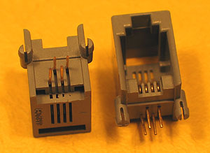 MODS4W4W - 4 Way - 4 Wire (RJ11) PCB Mount Modular Socket