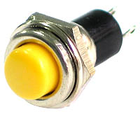 PRYLW - SPST Round off-on YELLOW Pushbutton