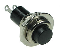 PRBLK - SPST Round off-on Black Pushbutton