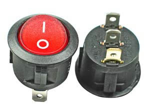 ROCKERRNDRED11 - Red SPST Round Rocker Switch