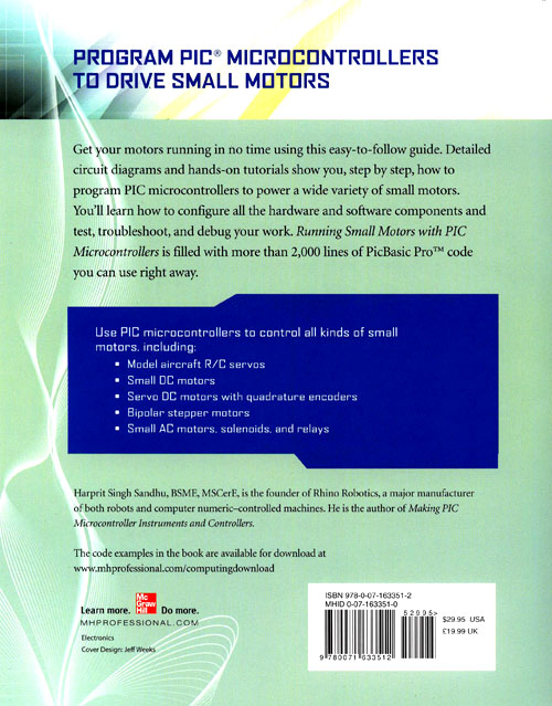 Running Small Motors with PIC Microcontrollers - Back Cover