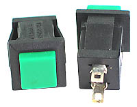 SPGRN - SPST Square off-on GREEN Pushbutton