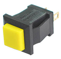 SPYLW - SPST Square off-on YELLOW Pushbutton