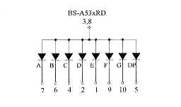 7SEG1RCA - Single Red 0.52in CA 7-Segment LED Display Circuit Diagram