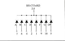 7SEG1RCC - Red Single 0.52in 7-Segment Common Cathode Display Circuit Diagram